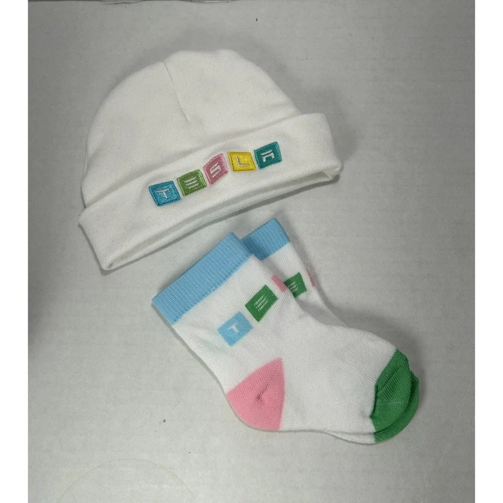 Tesla baby beanie and socks - newborn